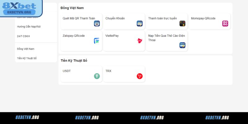 Điểm danh các phương thức nạp tiền 8XBET bạn cần rõ
